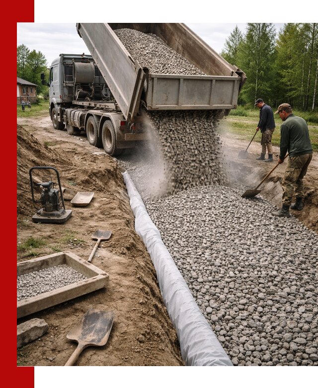Гравий для дренажа с доставкой в Салавате качественный и недорогой