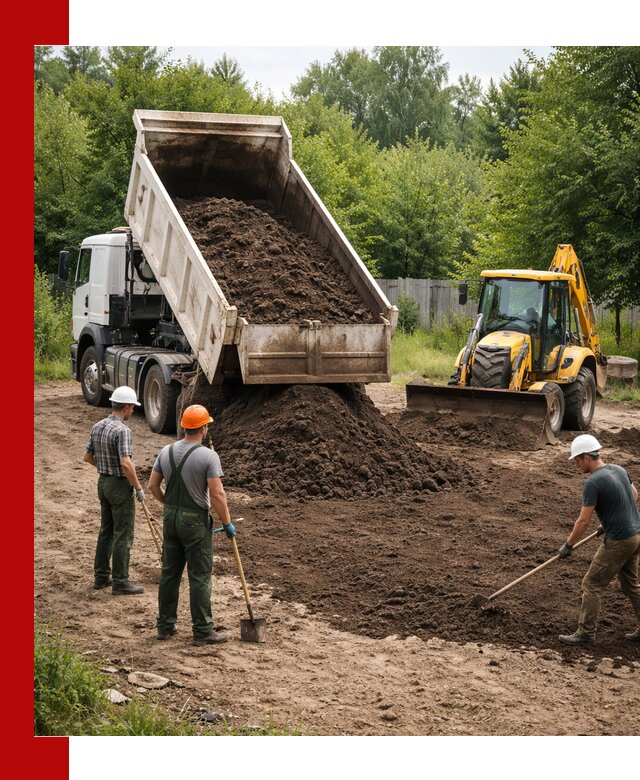 Доставка и укладка грунта для выравнивания участка в Салавате